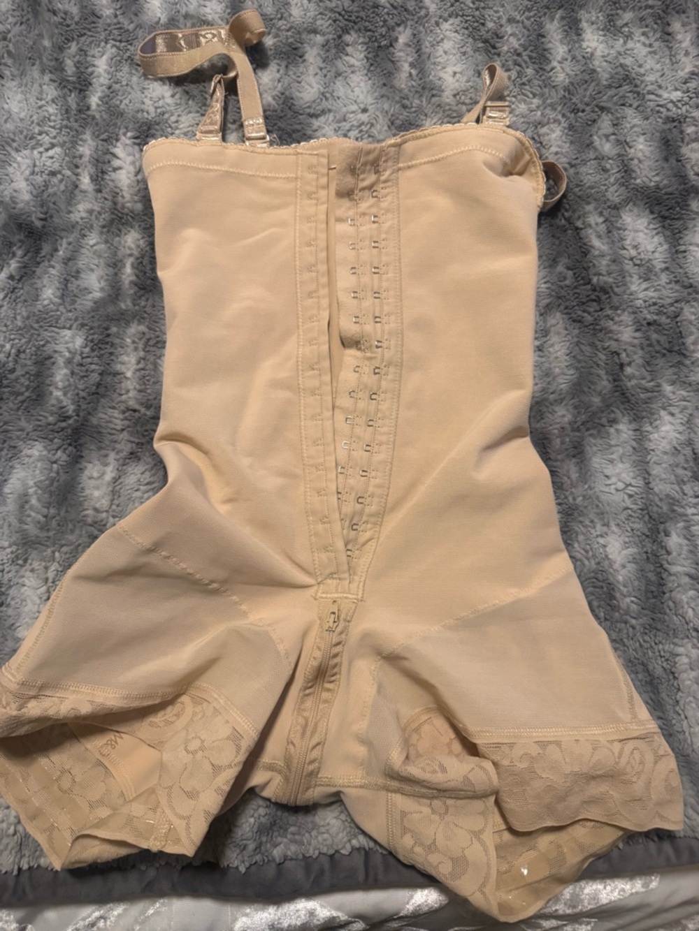Nude Full-Body Shapewear Bodysuit with Lace Trim
